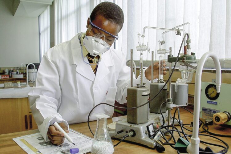 African scientist in the lab